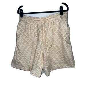 ADIDAS Shorts Pockets Cream/Tan Color NEW All over Print Large 100% Cotton 1A